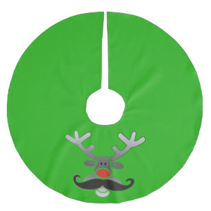Rot genäht mit Mustache Polyester Weihnachtsbaumdecke