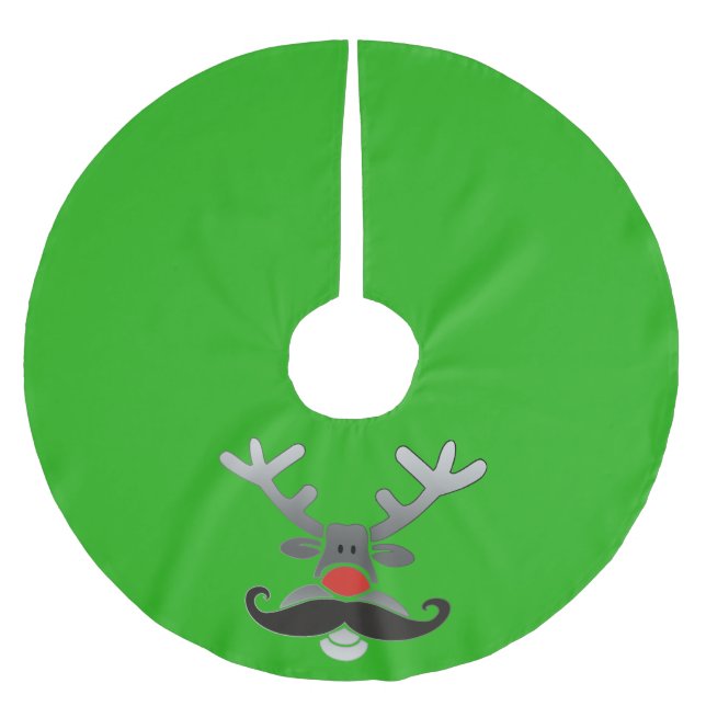 Rot genäht mit Mustache Polyester Weihnachtsbaumdecke (Vorderseite)