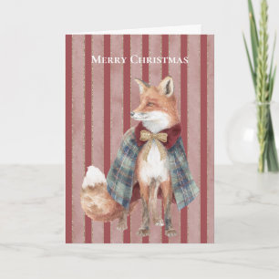 Rot gestreifter Fuchs Weihnachten   Karte