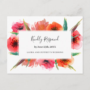 Rot gestrichene Poppies Blumenhochzeit RSVP Einladungspostkarte