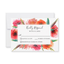 Rot gestrichene Poppies Blumenhochzeit RSVP