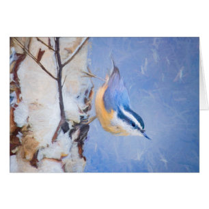 Rot gezapfte Nuthatch Malerei Original Vogelkunst
