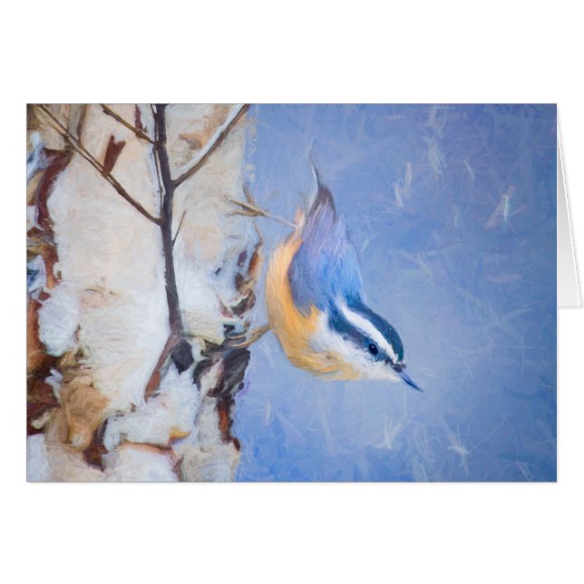 Rot gezapfte Nuthatch Malerei Original Vogelkunst (Vorderseite (Horizontal))