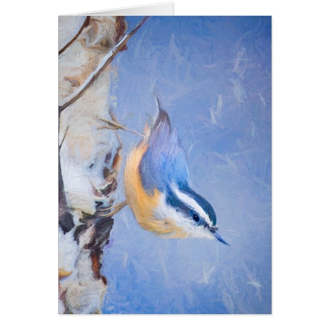 Rot gezapfte Nuthatch Malerei Original Vogelkunst (Vorne)