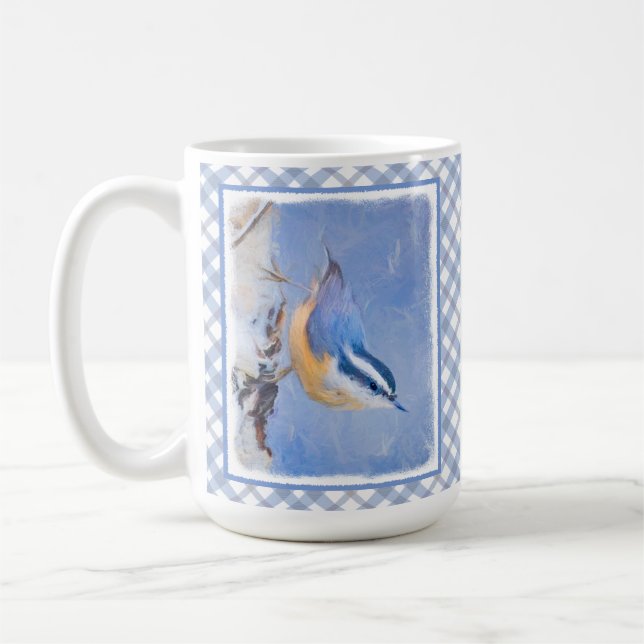 Rot gezapfte Nuthatch Malerei Original Vogelkunst Kaffeetasse (Links)