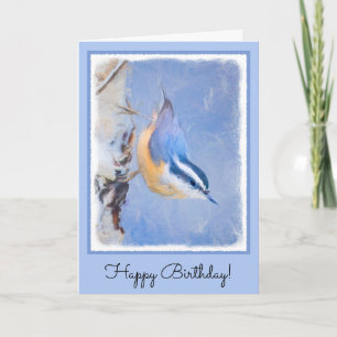 Rot gezapfte Nuthatch Malerei Original Vogelkunst Karte