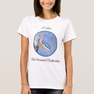 Rot gezapfte Nuthatch Malerei Original Vogelkunst T-Shirt