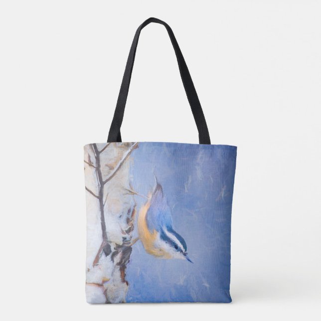 Rot gezapfte Nuthatch Malerei Original Vogelkunst Tasche (Rückseite)
