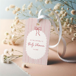 Rot gezeichneter Bogen Rosa Mädchen Baby Shower Geschenkanhänger
