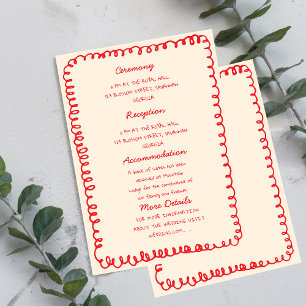 Rot gezeichnetes Herz Whimsical Hochzeit Einladung
