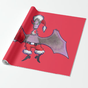 Rot glänzendes Papier von Santa Bat, groß Geschenkpapier