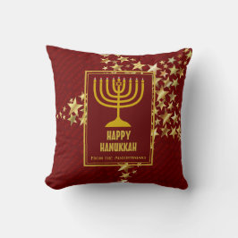 Rot | GLÜCKLICH HANUKKAH mit | Menorah Kissen
