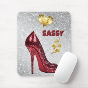 Rot & Gold auf Silberschuh   Mousepad