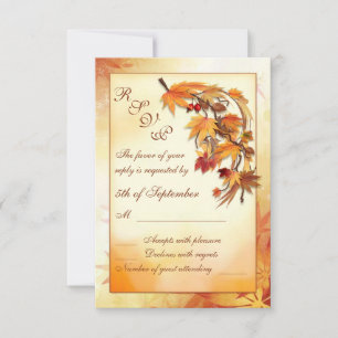 Rot, Gold, braunes herbstliches Blätter UAWG RSVP Karte
