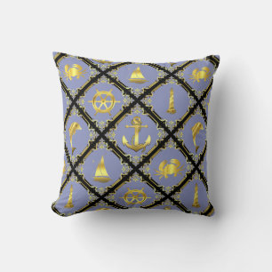 Rot/Gold/Delphin/Segelboot/Anker/Krabbe t Kissen