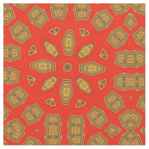 Rot Gold Diamant Kreismuster Stoff