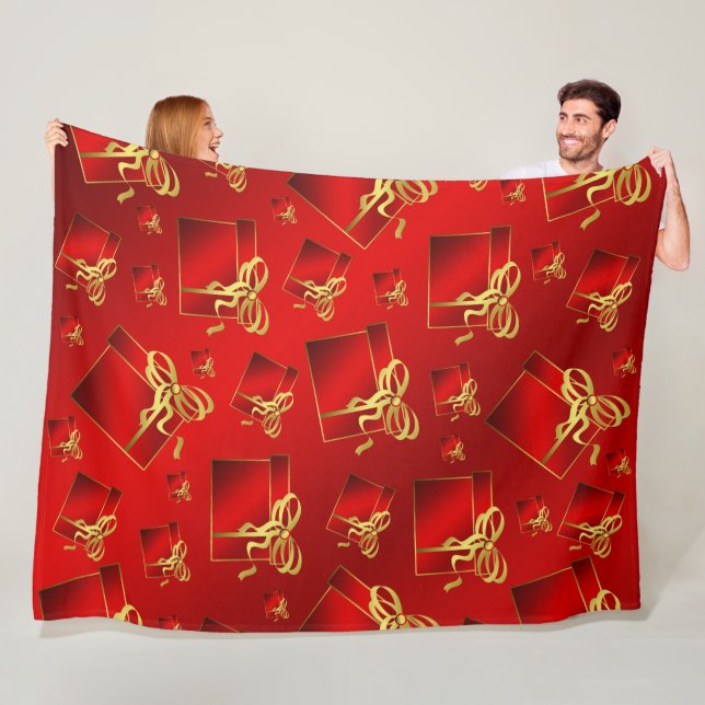 Rot, Gold, Geschenk, Erntedank, Urlaub, Geschenk,  Fleecedecke (Beispiel)