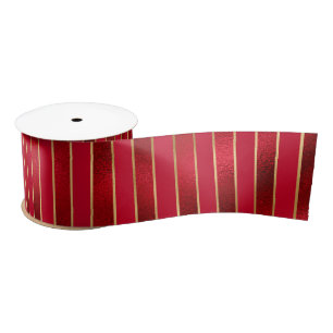 Rot/Gold gestreift Satinband