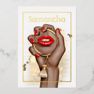 Rot-Gold Glamour-Chic-Spa-Party Folieneinladung