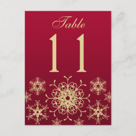 Rot, Gold Glitzer Snowflakes Tischnummer Card