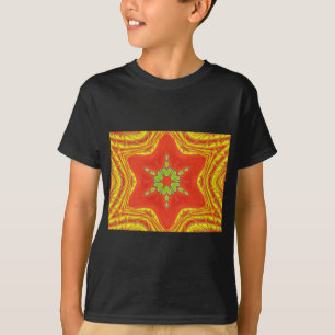 Rot Gold Grün Mandala Kunst Druck T-Shirt