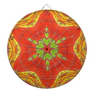 Rot Gold Grün Mandala-Kunstprint Dartscheibe