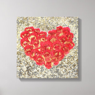 Rot & Gold Herz Glam Landhausliebe Landhaus Valent Leinwanddruck