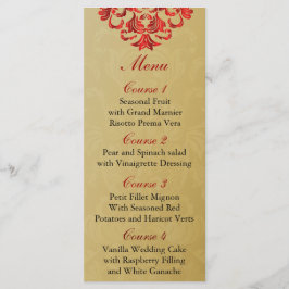Rot-Gold-Hochzeitsmenü Menükarte