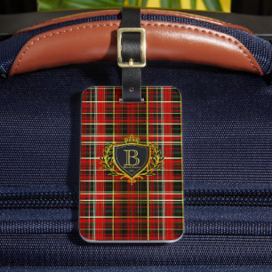 Rot Gold Luxus Monogramm Tartan Gepäckanhänger