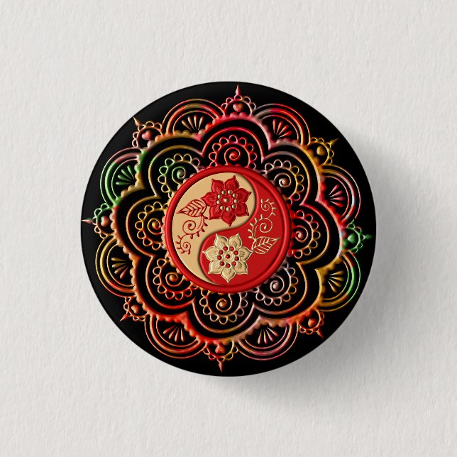 Rot & Gold Mandala Button (Vorderseite)