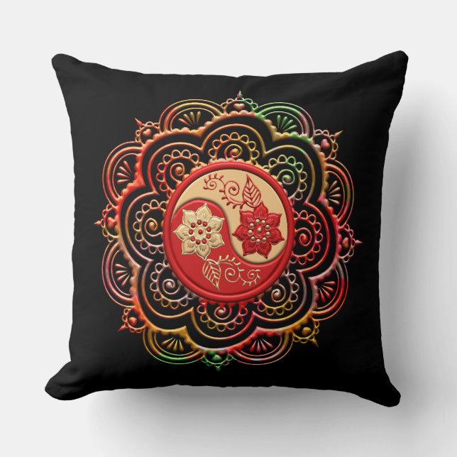 Rot & Gold Mandala Kissen (Vorderseite)