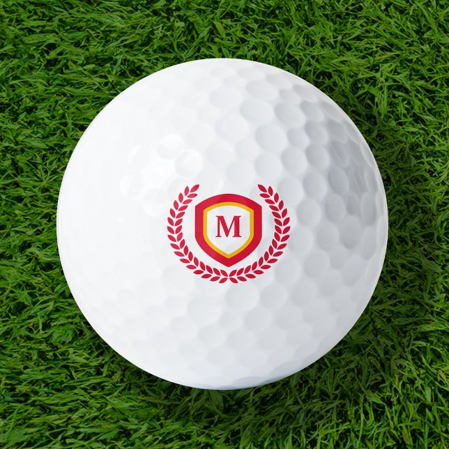 Rot-Gold-Monogram-Logo-Wappen Golfball (Von Creator hochgeladen)