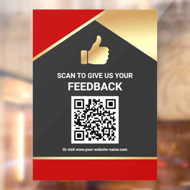 Rot Gold QR Code Kundenfeedback Bewertung Fensteraufkleber (Blatt 2)