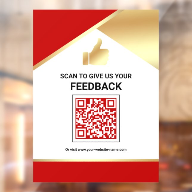Rot Gold QR Code Kundenfeedback Bewertung Fensteraufkleber (Blatt 2)