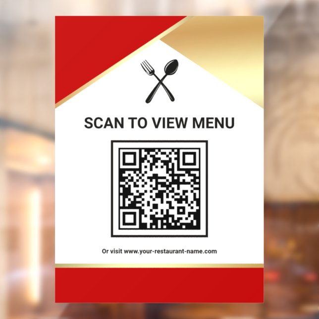 Rot Gold Restaurant Digital QR-Code-Menü Fensteraufkleber (Blatt 2)
