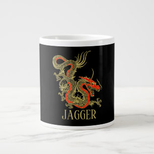 Rot Gold Schwarz Fantasy Chinesischer Drache Jumbo-Tasse