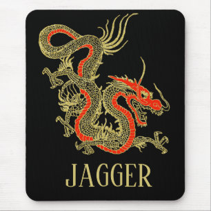 Rot Gold Schwarz Fantasy Chinesischer Drache Mousepad