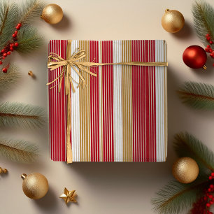 Rot-Gold-Streifen-Weihnachtsmuster#28 ID1009 Geschenkpapier