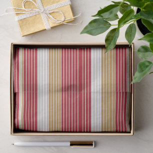 Rot-Gold-Streifen-Weihnachtsmuster#28 ID1009 Seidenpapier