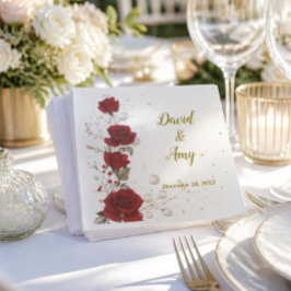 Rot, Gold und Weiß elegante Hochzeitsnapkins Serviette