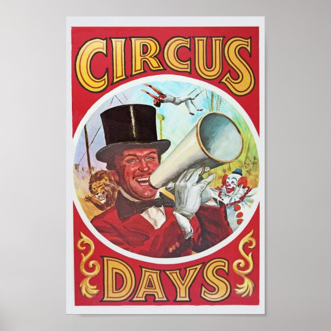Rot-Gold-Zirkusposter mit dem Schreiben darauf Poster (Vorne)