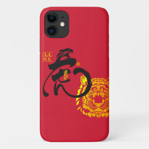 Rot & Golden Tiger Schwarzes Symbol Chinoiserie Ch Case-Mate iPhone Hülle