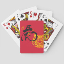 Rot & Golden Tiger Schwarzes Symbol Chinoiserie Ch