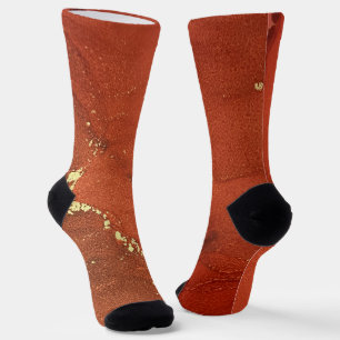 Rot-goldene Alkohol-Tinten-Flüssigkeit Abstract Ar Socken