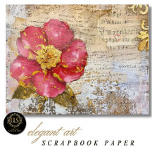 Rot-goldene Blumenschrift Scrapbook-Papier