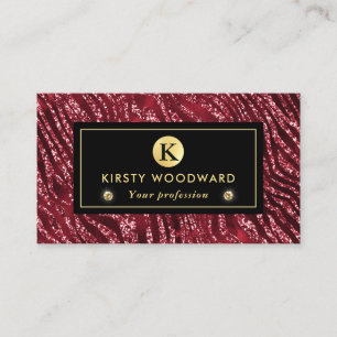 Rot-goldene Glitter-Glam-Tigerstreifen-Muster Visitenkarte