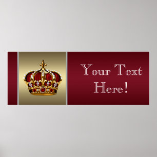 Rot-goldene Kronen-Prinz-Baby-Shower-Flagge Poster