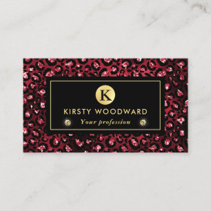 Rot-goldener Glitter-Glam-Leopardenflecken-Muster Visitenkarte
