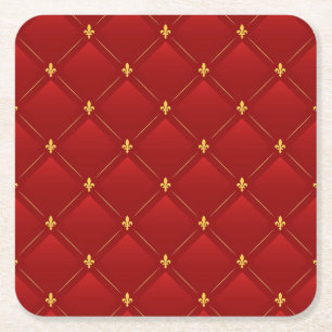 Rot-goldenes Art Nouveau-Muster Rechteckiger Pappuntersetzer