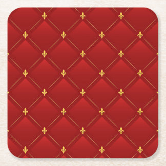Rot-goldenes Art Nouveau-Muster Rechteckiger Pappuntersetzer